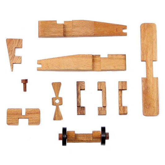 Casse-tête Airplane en bois démontré avec pièces séparées