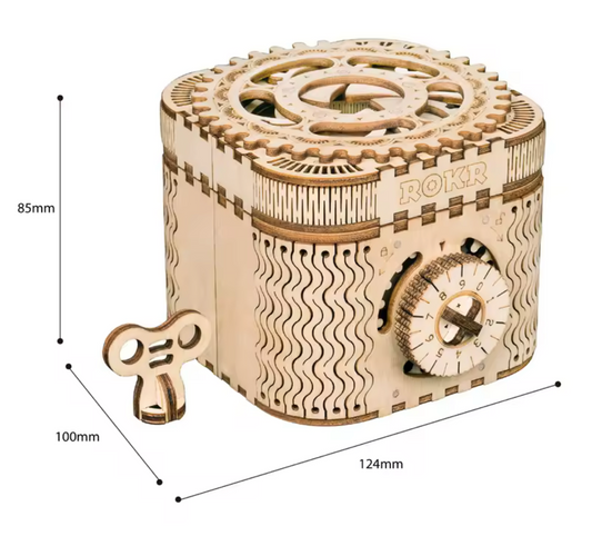 Maquette coffre en bois à assembler – puzzle 3D mécanique