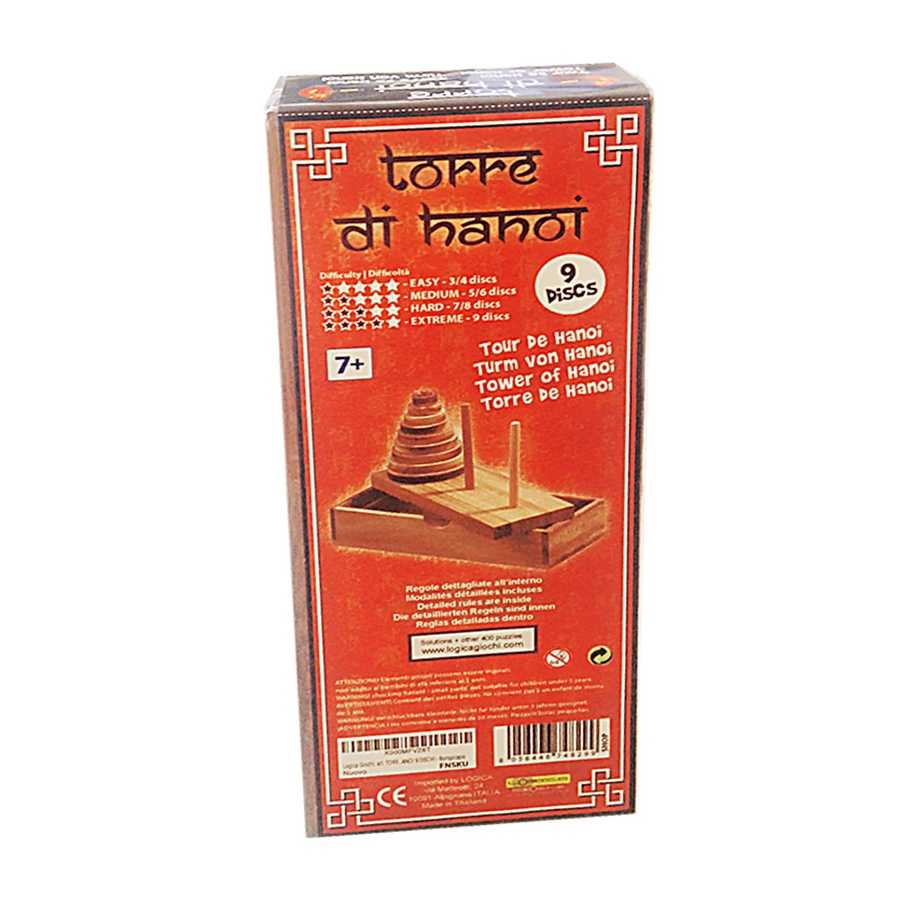 Casse-tête Tower of Hanoi en bois en cours de résolution