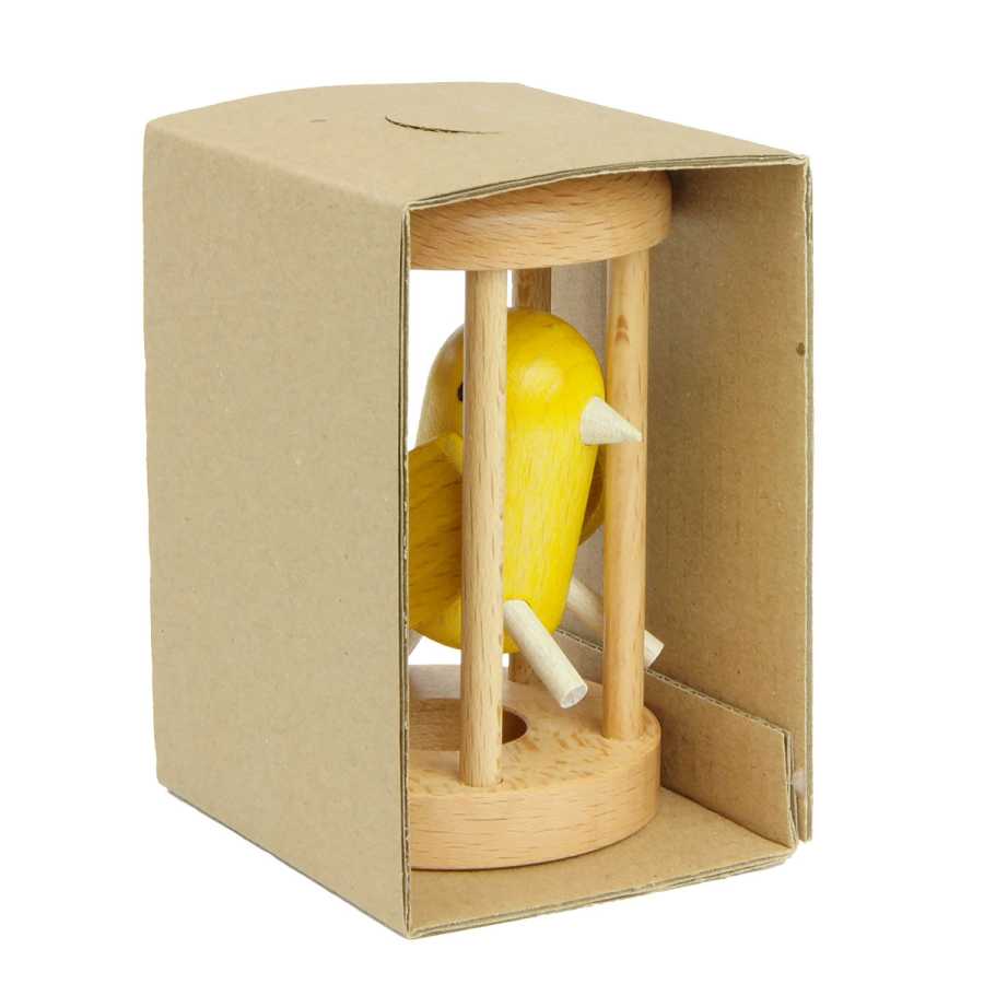 Casse-tête Canary in Cage en bois design artisanal