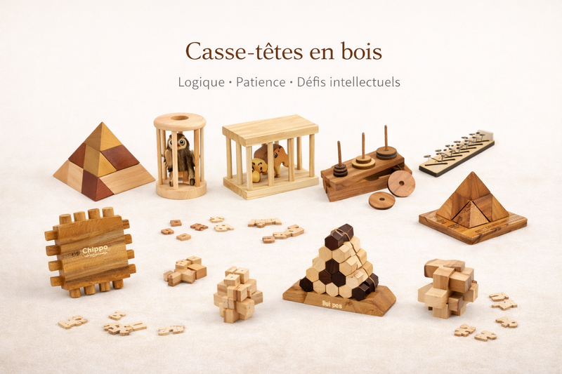 Casse-Têtes en Bois – Jeux de Réflexion Naturels & Défis Logiques