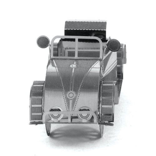 Maquette 3D métal Beach Buggy Metal Earth vue arrière, capote relevée et structure métallique découpée au laser