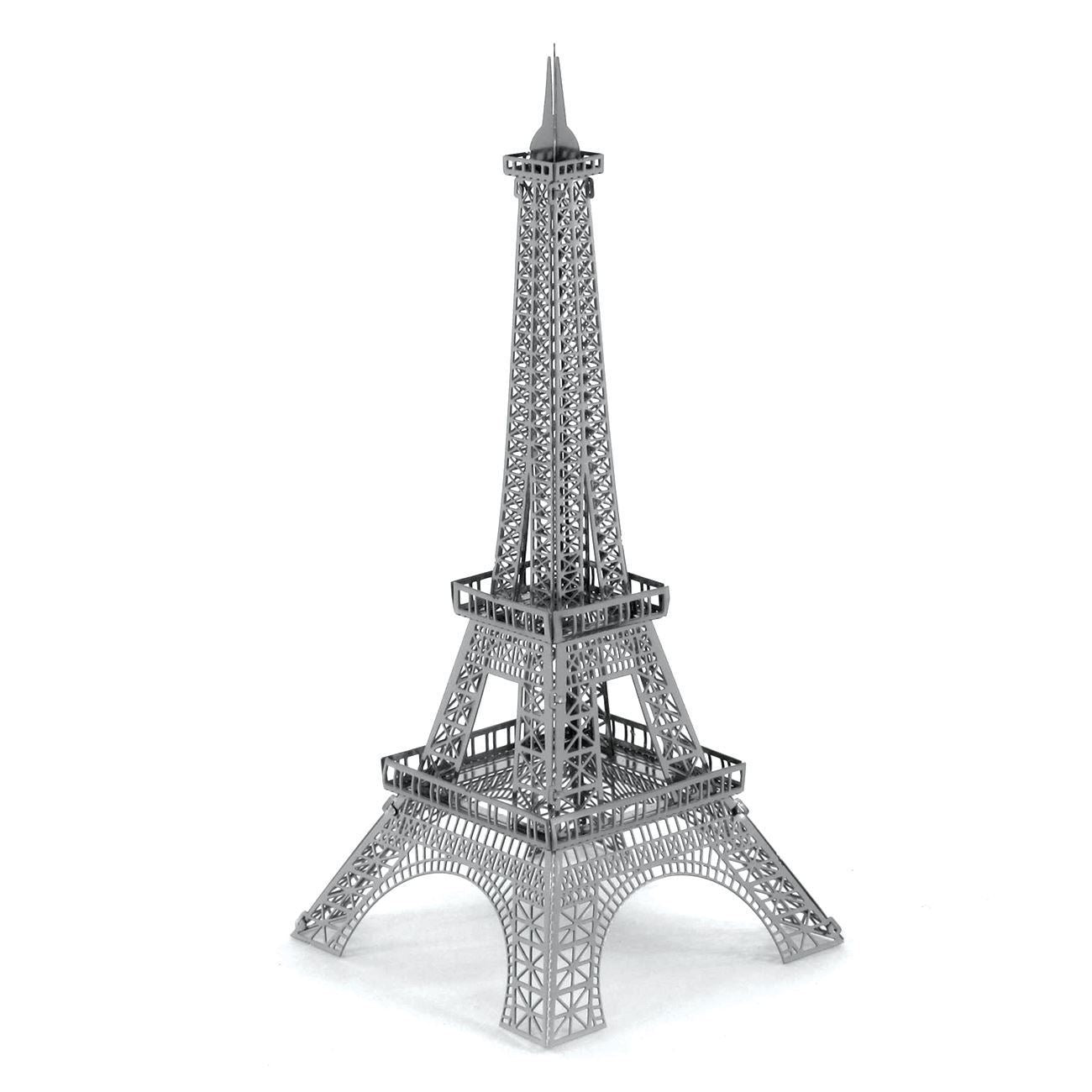 Maquette 3D métal Tour Eiffel Metal Earth vue diagonale, reproduction détaillée de la structure emblématique de Paris