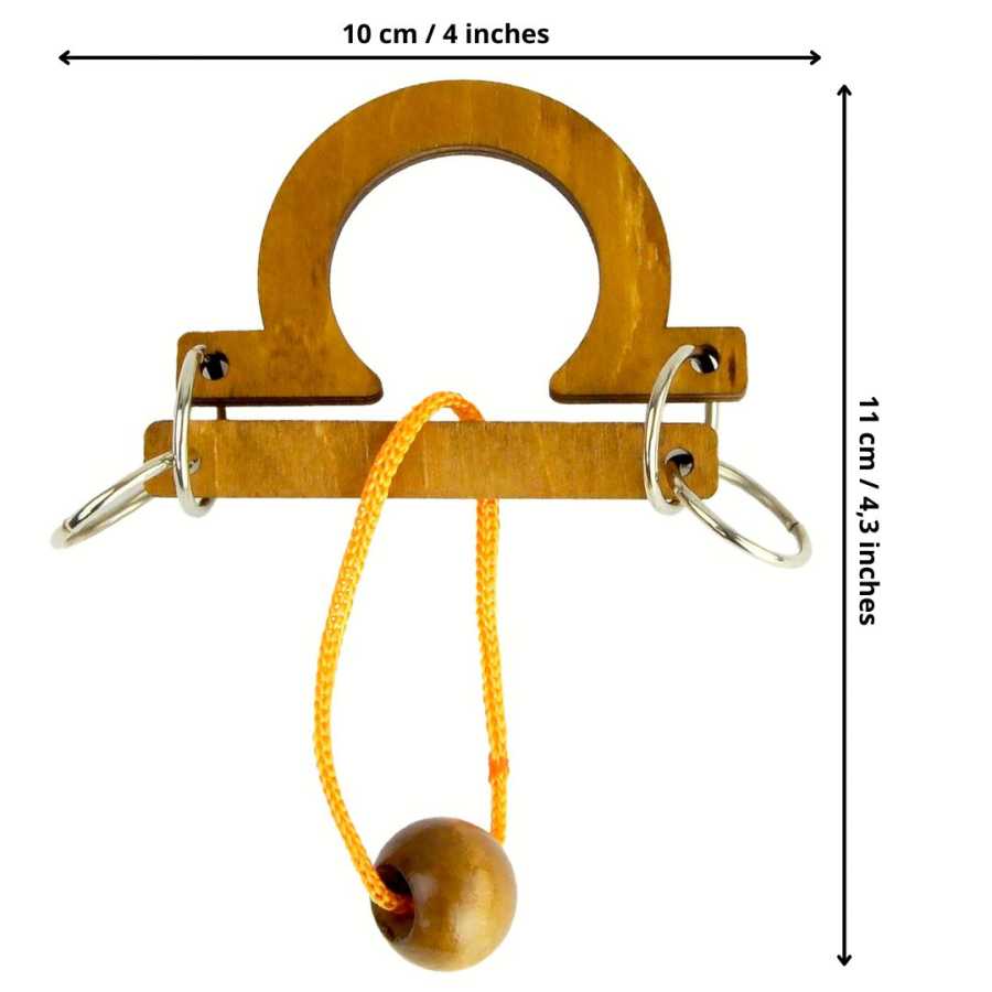 Puzzle Zodiaque Balance en bois démonté montrant le mécanisme
