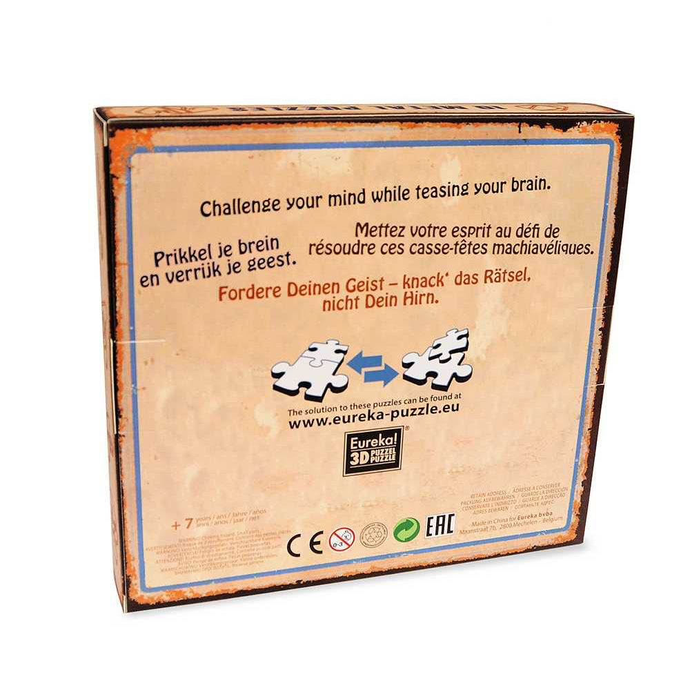 Valisette ouverte avec dix puzzles métalliques
