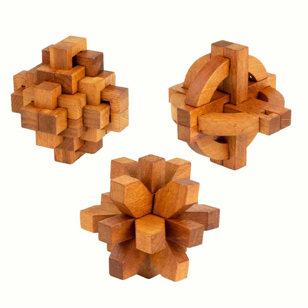 Ensemble de 3 casse-têtes en bois Great Minds, défis de logique et de réflexion