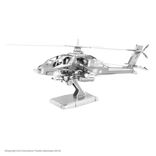 Maquette Metal Earth AH-64 Apache, modèle 3D en métal découpé au laser à assembler