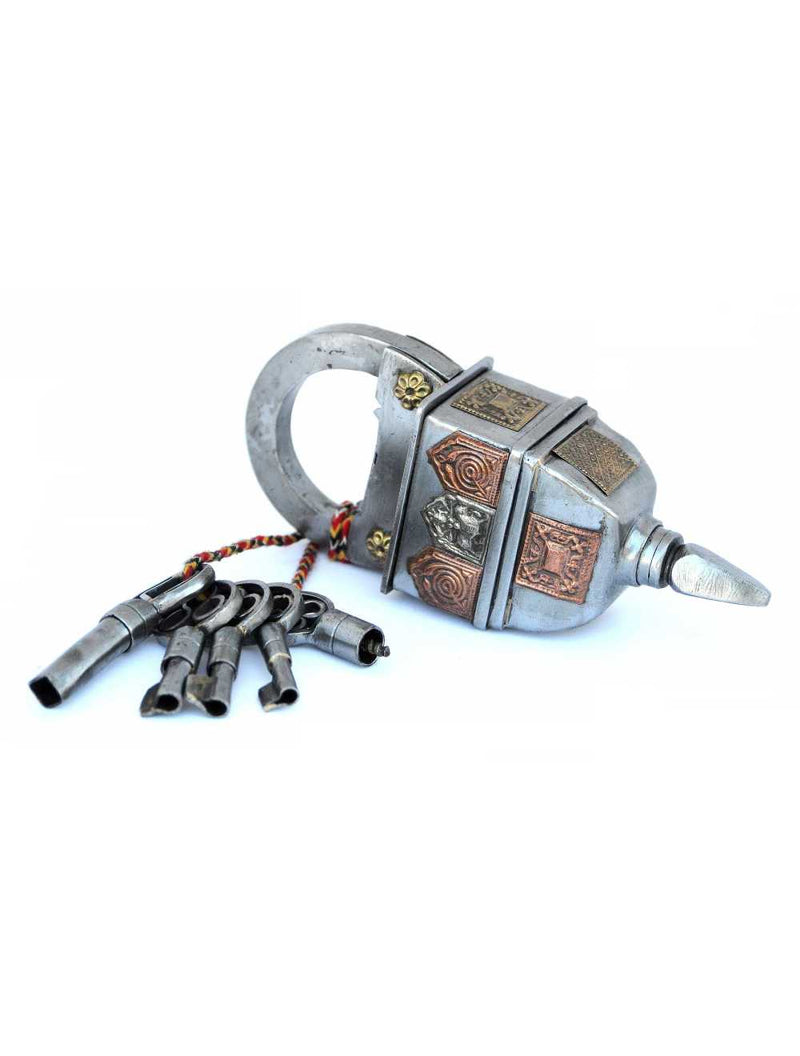 Serrure puzzle 5 clés en métal artisanal avec finition antique, cadenas-puzzle mécanique expert