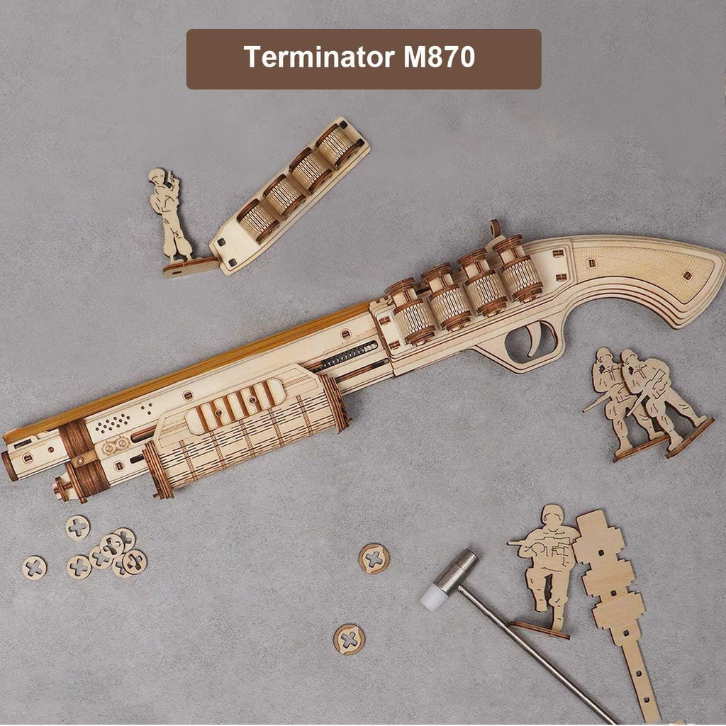 Maquette en bois Terminator M870 – cadeau original puzzle 3D