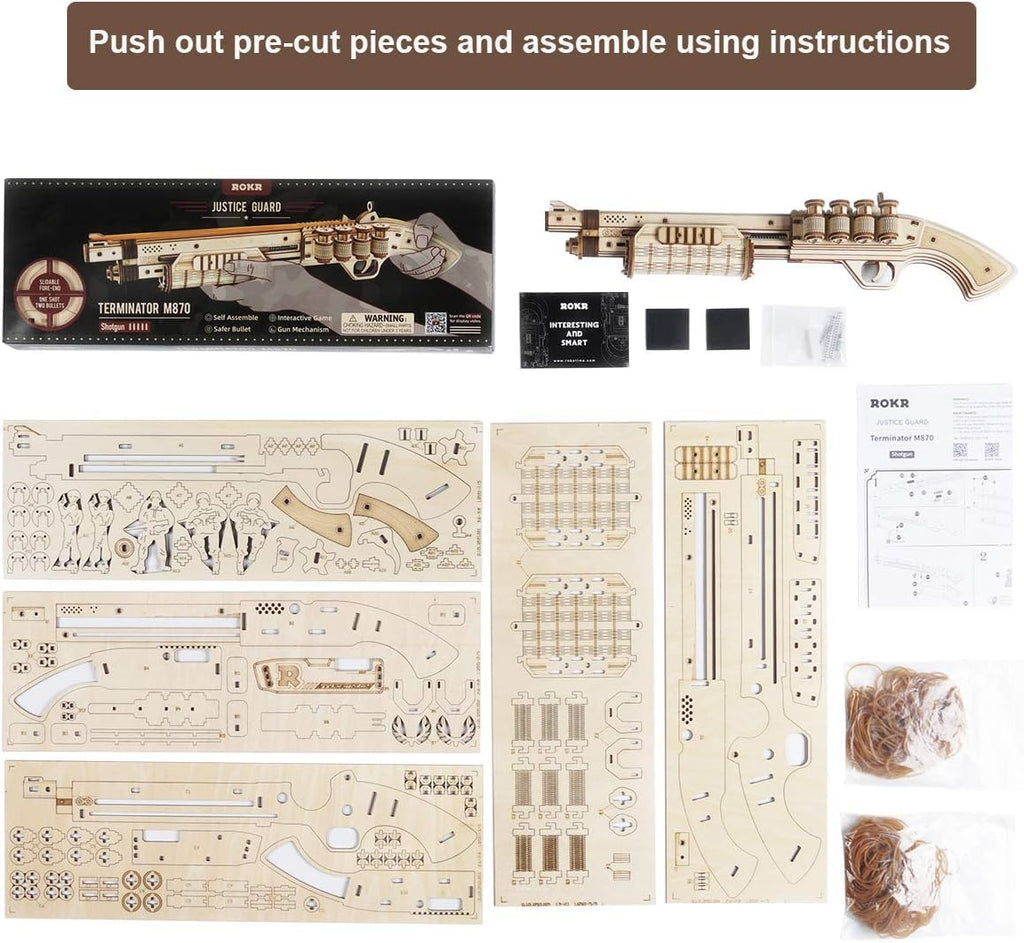 Fusil mécanique en bois Terminator M870 – assemblage sans colle