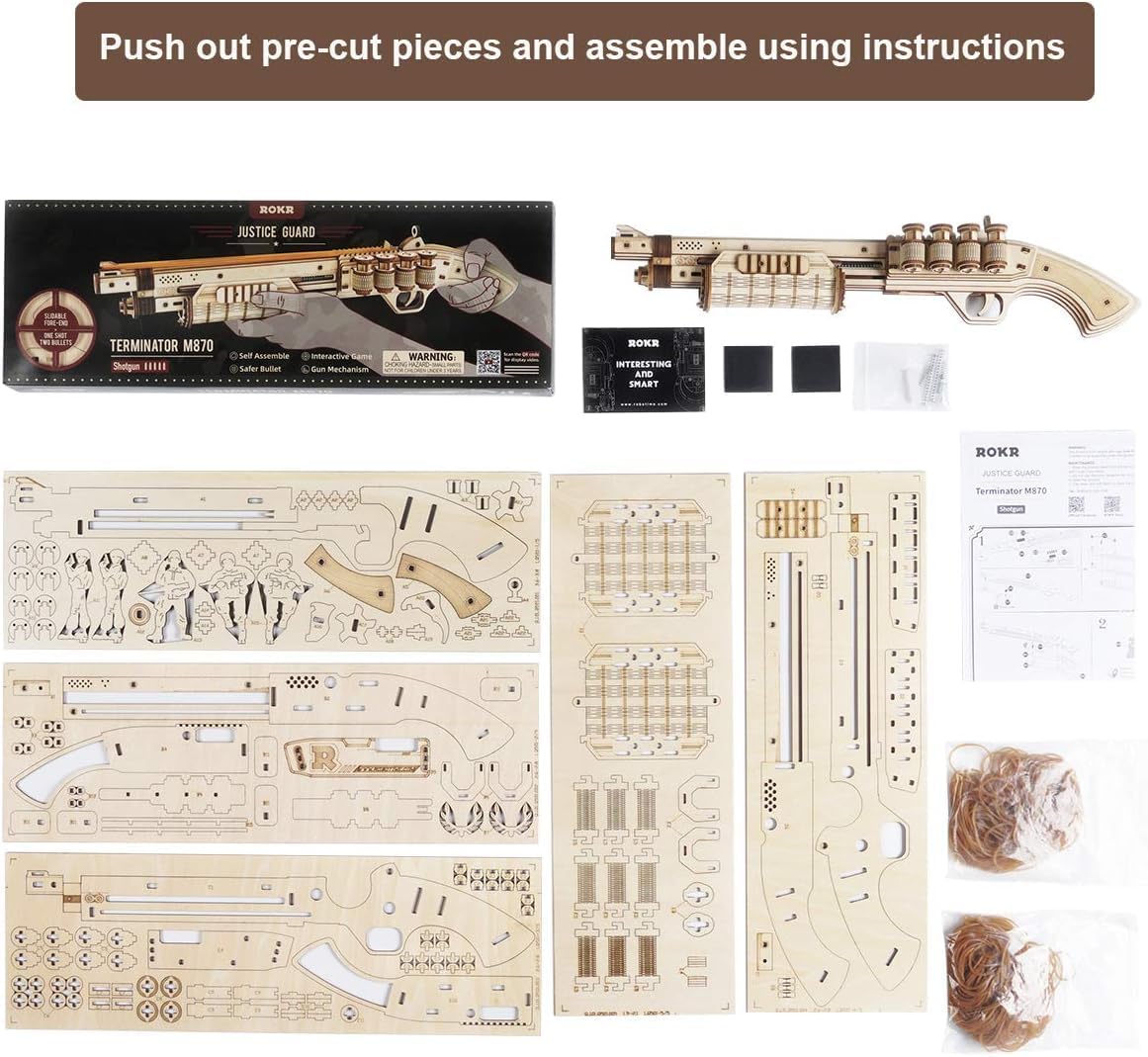 Fusil mécanique en bois Terminator M870 – assemblage sans colle