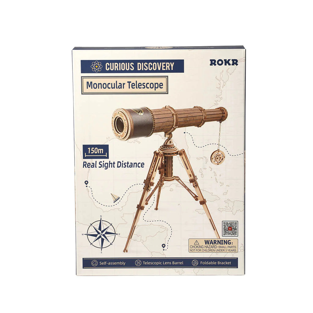 Modèle télescope en bois à assembler – puzzle mécanique intermédiaire