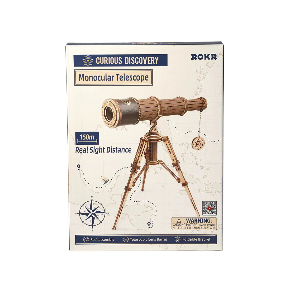 Modèle télescope en bois à assembler – puzzle mécanique intermédiaire
