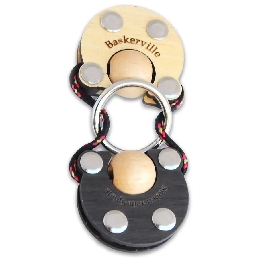 Casse-tête Baskerville en érable et wengé – puzzle à anneau complexe