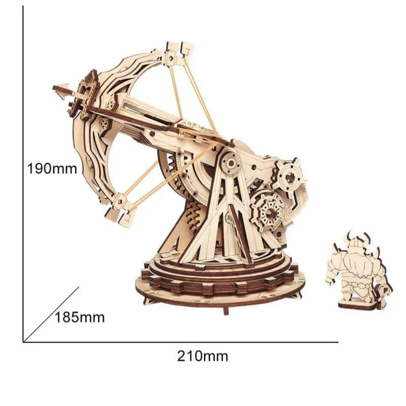 Canon de siège médiéval sur roues – maquette en bois décorative