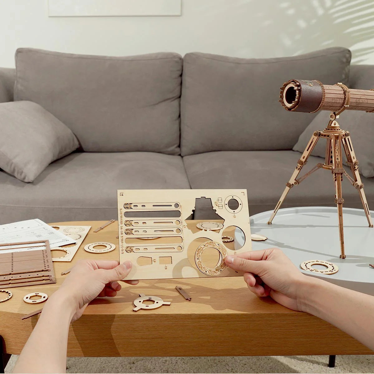 Puzzle 3D en bois télescope – cadeau scientifique et créatif