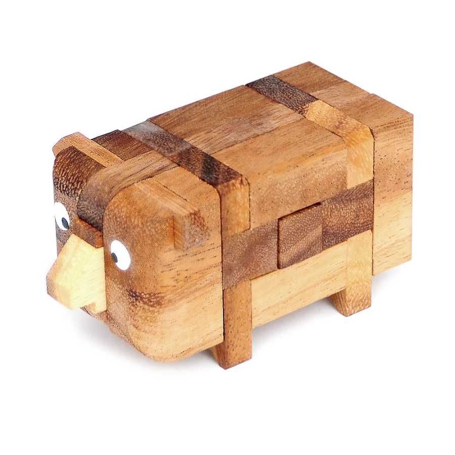 Casse-tête en bois Piggy assemblé en forme de cochon
