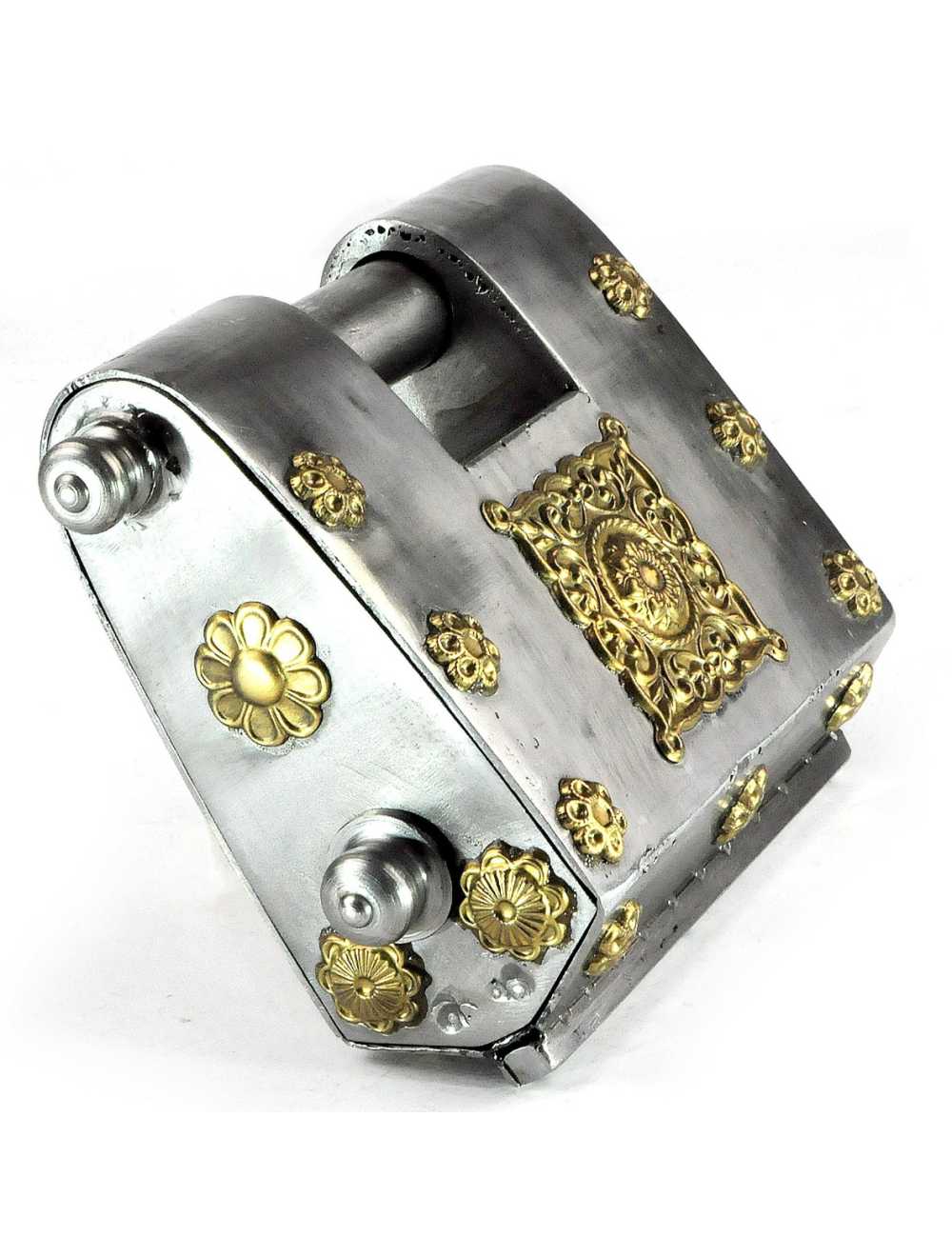 grande serrure puzzle en métal massif avec trois clés, cadenas-puzzle mécanique
