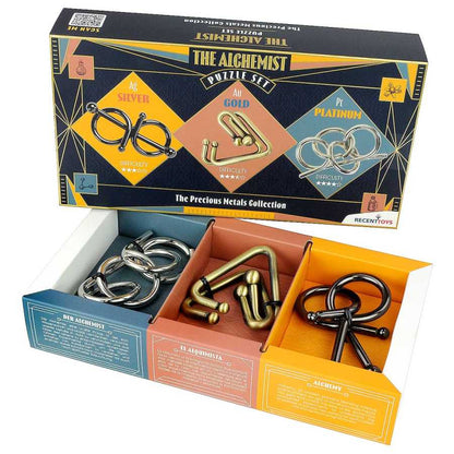 Casse-têtes en métal The Alchemist disposés ensemble
