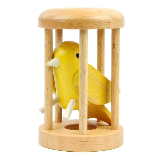 Puzzle Canary in Cage en bois avec canari dans sa cage
