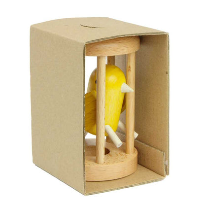 Casse-tête Canary in Cage en bois design artisanal
