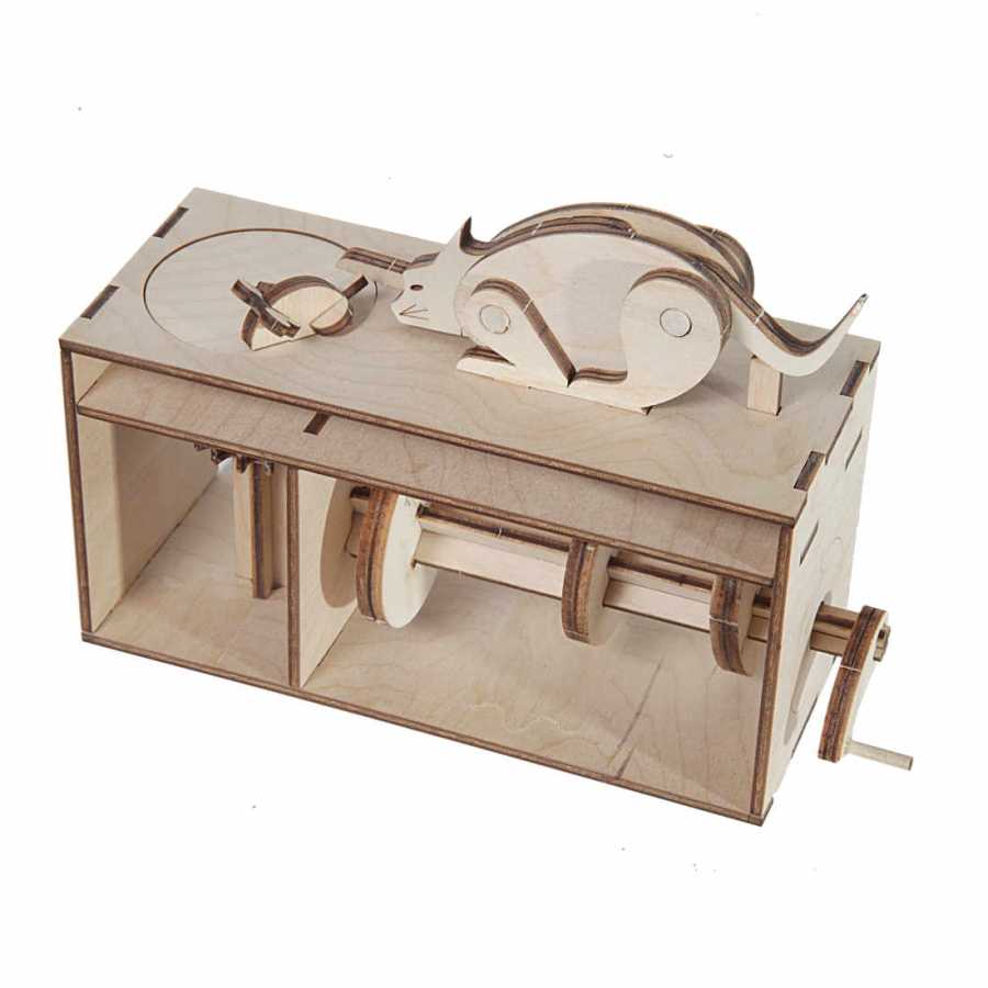 Pièces en bois Chiappatopo avant assemblage – puzzle mécanique en bouleau