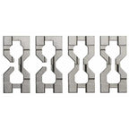 Puzzle métallique Huzzle Cast Hourglass démonté montrant les pièces
