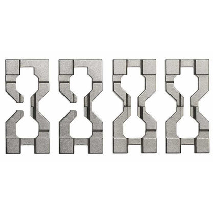 Puzzle métallique Huzzle Cast Hourglass démonté montrant les pièces
