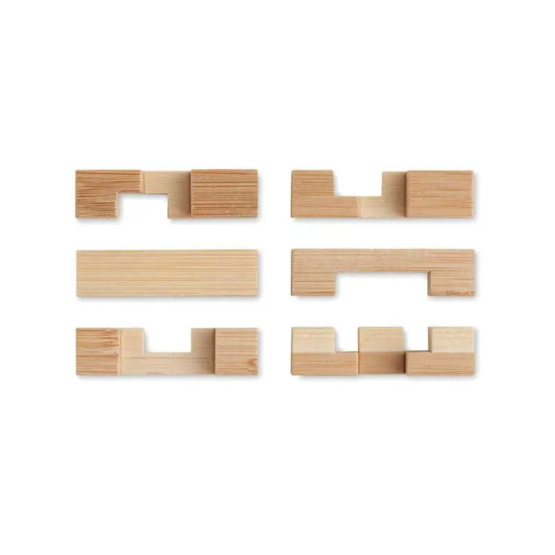 Puzzle en bambou démonté 15 pièces – casse-tête logique et éducatif