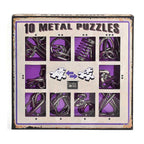 Casse-têtes métalliques Eureka Set posés sur une surface neutre
