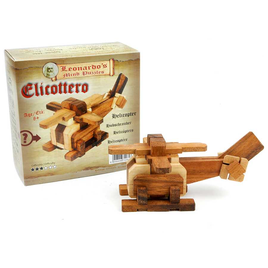 Puzzle Helicopter en bois finitions naturelles
