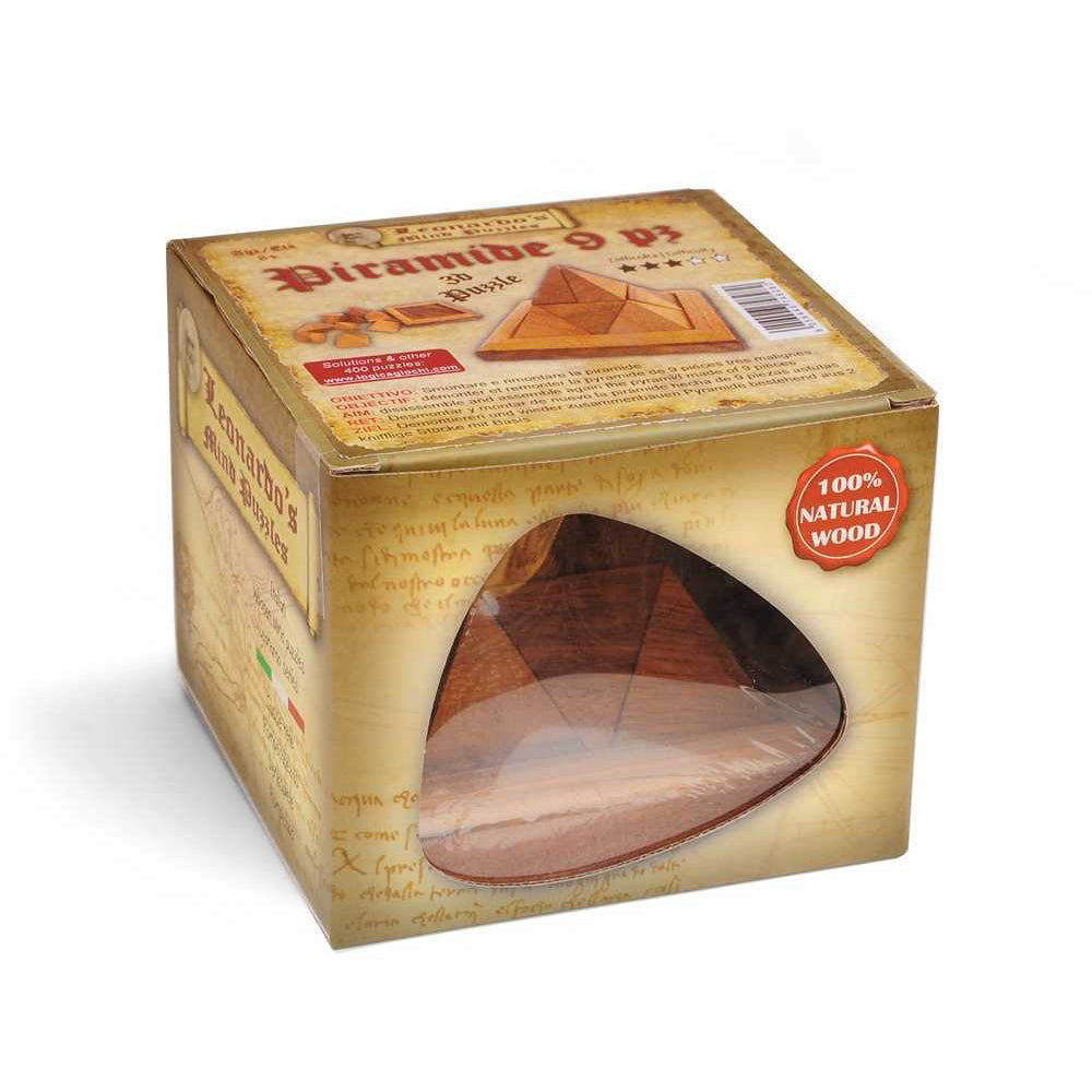 Casse-tête 3D en bois Pyramid 9 Pcs montrant l’assemblage des pièces
