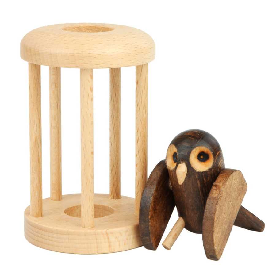 Vue rapprochée des pièces du casse-tête Owl in Cage
