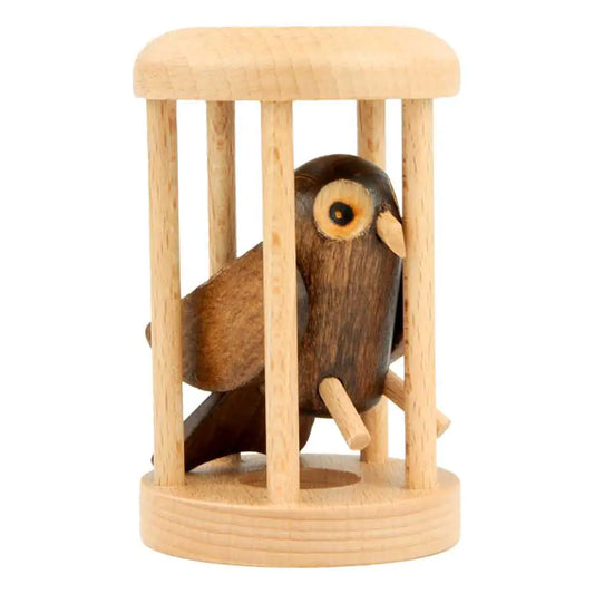 Puzzle Hibou en Cage en bois design artisanal
