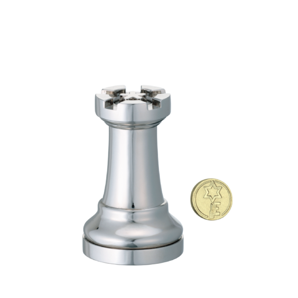 Huzzle Cast Chess Rook (Tour) - Silver, casse-tête Hanayama en métal de niveau 1 sur 6