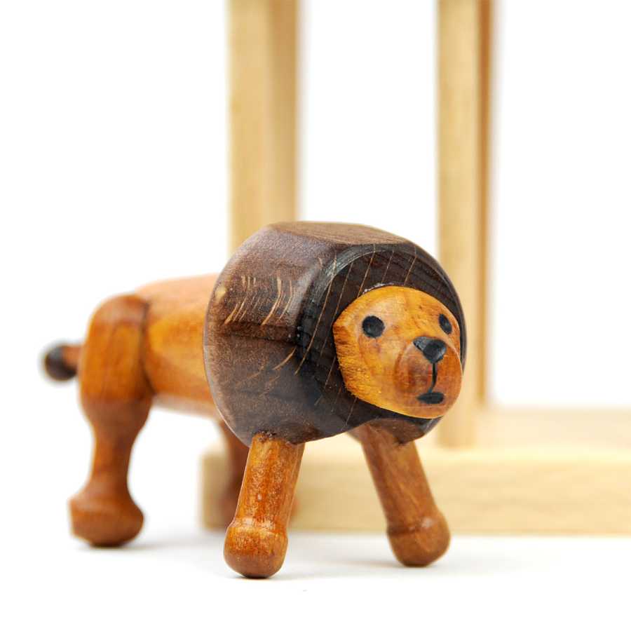Puzzle Lion in Cage en bois design artisanal
