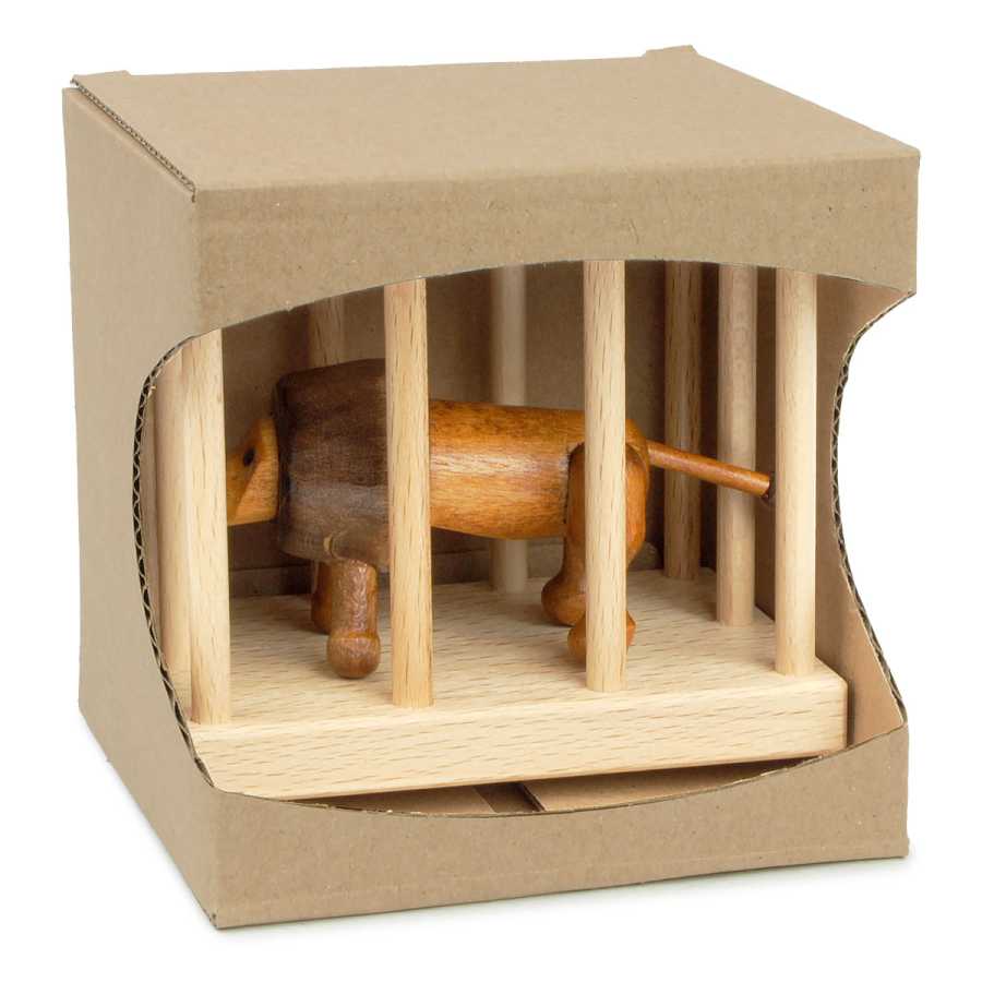 Casse-tête Lion en Cage en bois décoratif