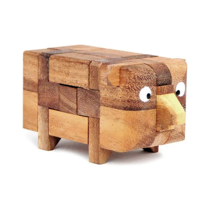 Puzzle en bois Piggy vu de côté
