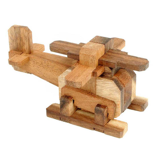 Puzzle Helicopter en bois assemblé en forme d’hélicoptère
