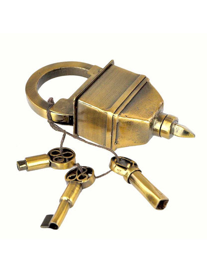 Panaji 3 Keys Puzzle Lock – Cadenas-Puzzle métal artisan | Serrure énigmatique 3 clés Logica