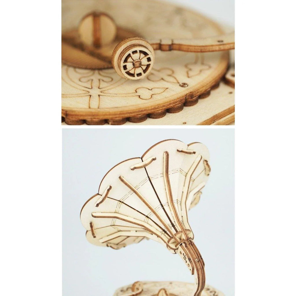 Maquette mécanique gramophone en bois – décoration rétro
