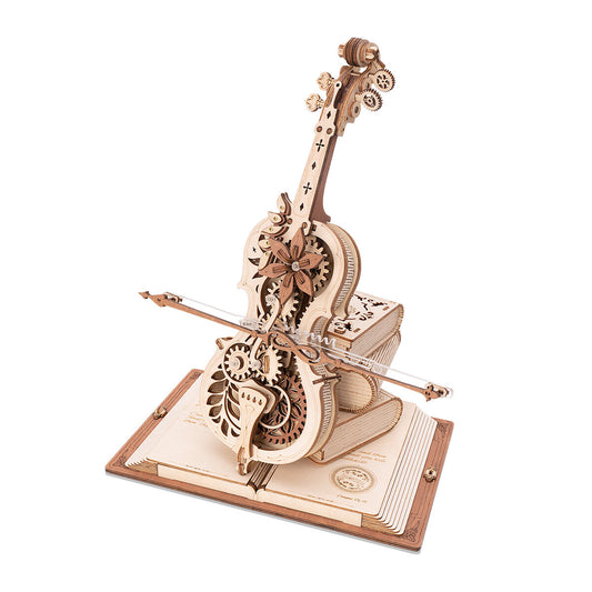 Violoncelle magique en bois – puzzle 3D mécanique boîte à musique