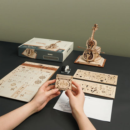 Maquette mécanique artistique en bois – violoncelle décoratif
