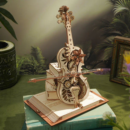 Puzzle 3D musical en bois – violoncelle magique animé