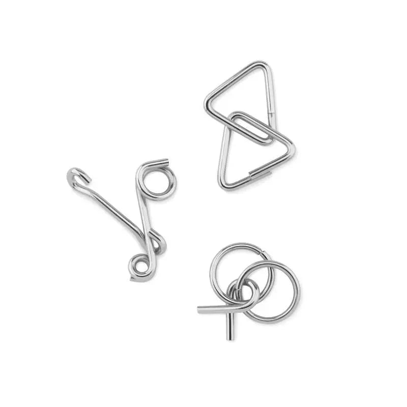 Lot de 3 casse-têtes en métal – brain-teasers classiques pour la logique et la dextérité