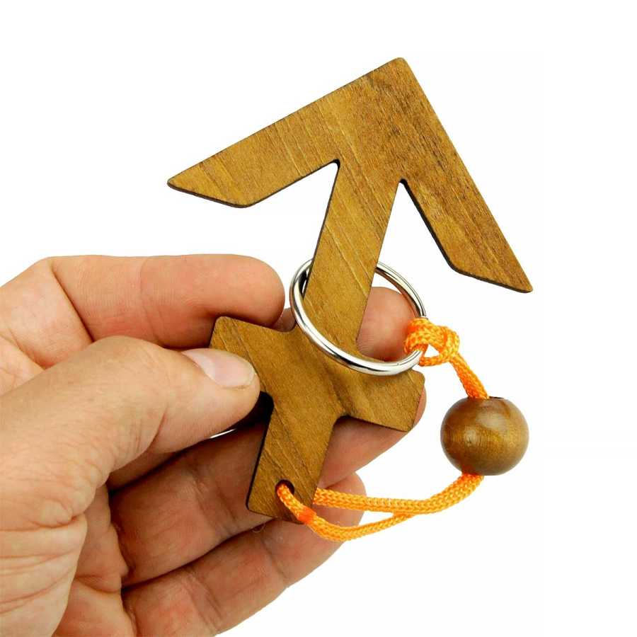 Puzzle Zodiaque Sagittaire en bois démonté montrant le mécanisme
