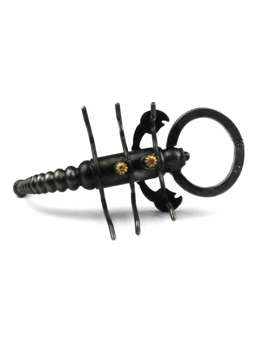 vue latérale du scorpion lock en métal massif, cadenas puzzle original