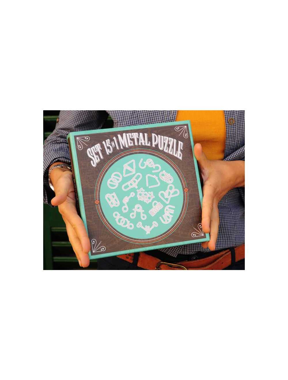 Collection de mini puzzles métalliques bleus – différents mécanismes de résolution