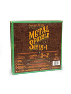 Présentation des 15 mini casse-têtes métalliques vert dans leur coffret