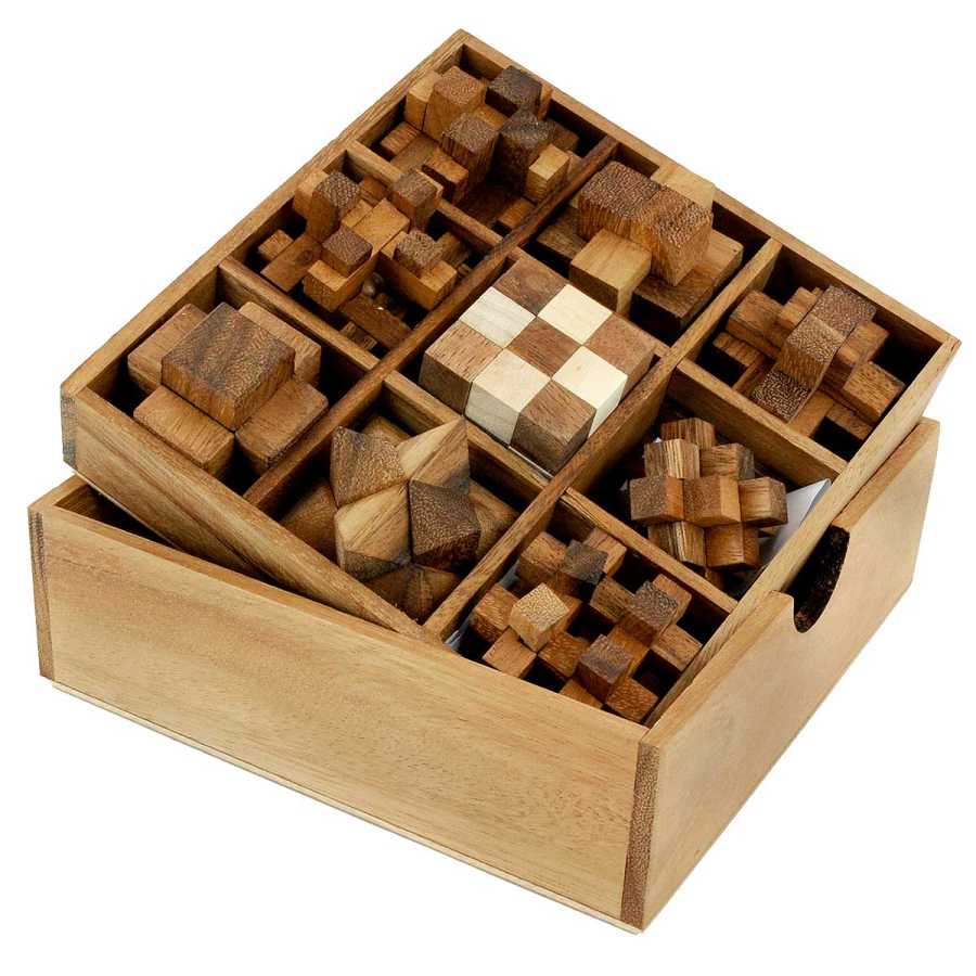 Valisette de casse-têtes en bois idée cadeau
